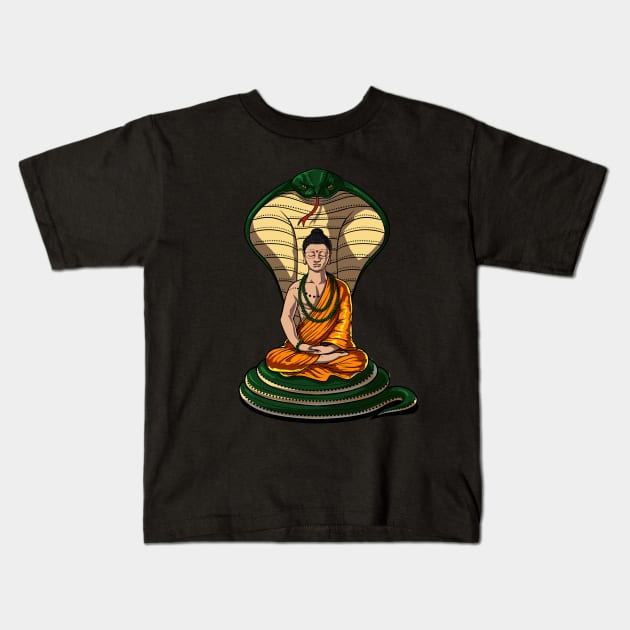 Buddha Snake Kids T-Shirt by underheaven